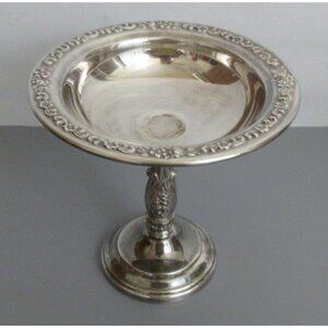 VTG Sheridan Silver Plated Pedestal Weighted Candy Dish 6.25"W x 6.5"H Embossed